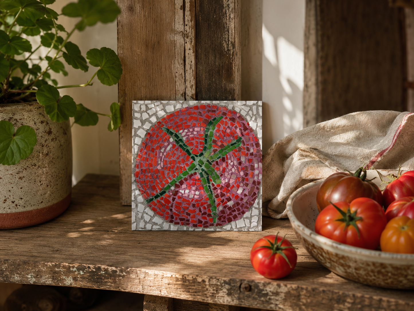 Perfectly Ripe Tomato Mosaic Kit | Luxury Mosaic Art Kit with Plywood Board | 🛠 Luxury Kit