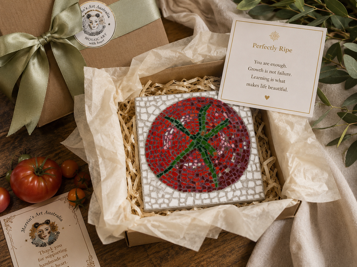 Perfectly Ripe Tomato Mosaic Kit | Luxury Mosaic Art Kit with Plywood Board | 🛠 Luxury Kit