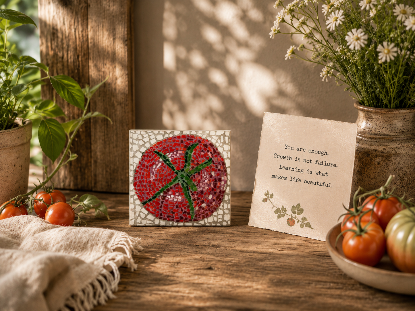 Perfectly Ripe Tomato Mosaic Kit | Luxury Mosaic Art Kit with Plywood Board | 🛠 Luxury Kit