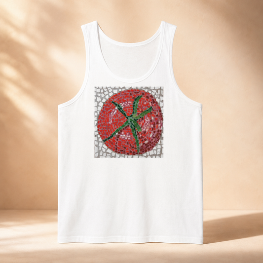 Perfectly Ripe Unisex Jersey Tank Top — Tomato Mosaic Wearable Art