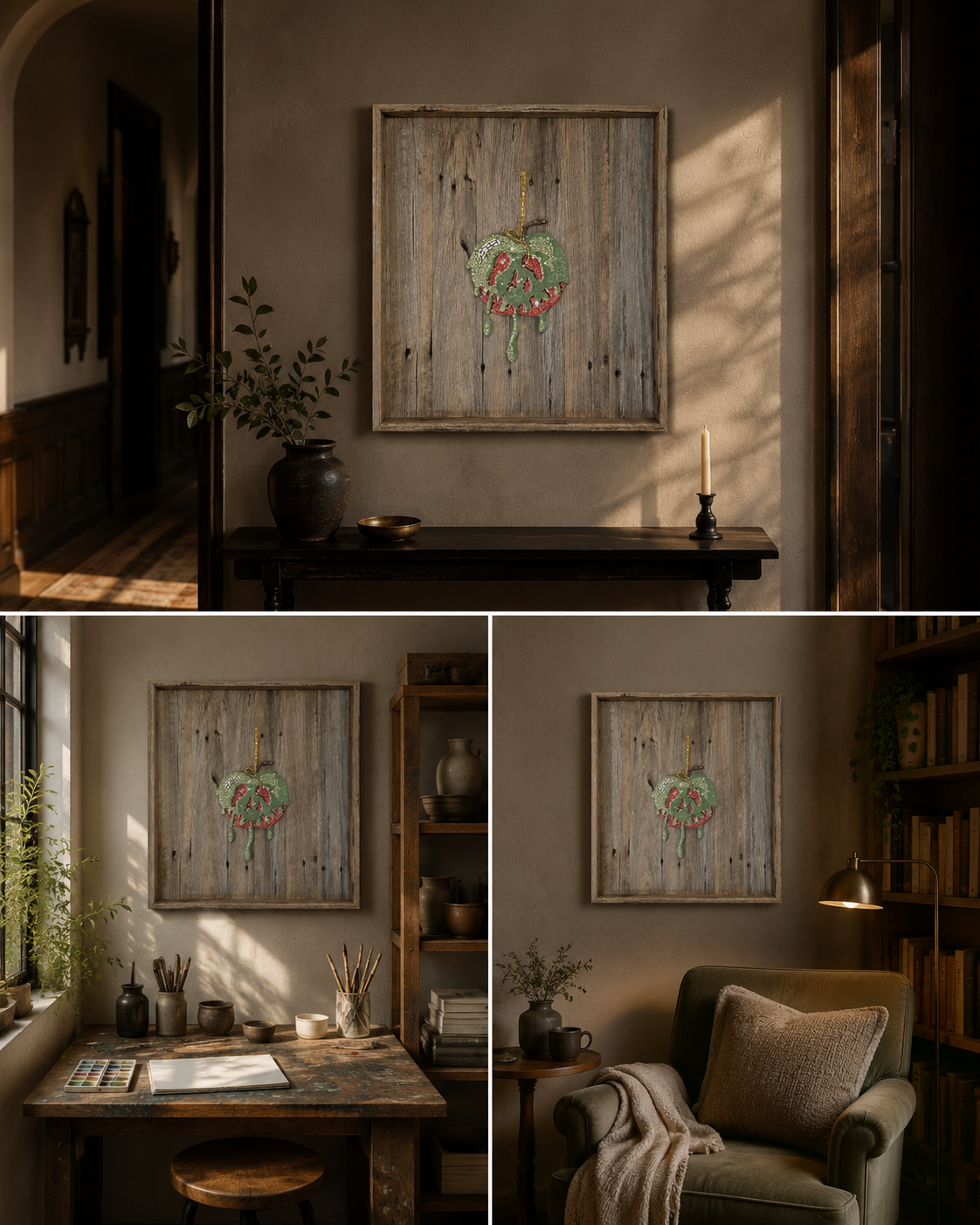 Poisoned Apple Mosaic – Mounted on Recycled Timber Shadow Box