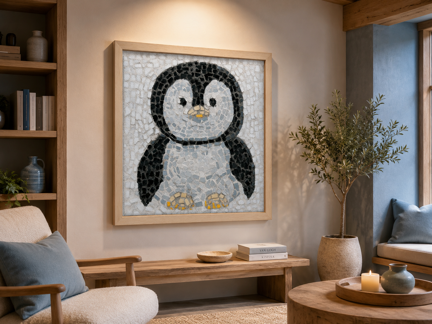 Emperor Pingu Framed Canvas Print | Whimsical Penguin Wall Art