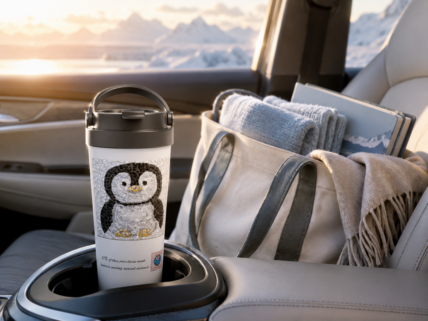 Emperor Pingu Travel Mug | Penguin Mosaic Stainless Steel Mug