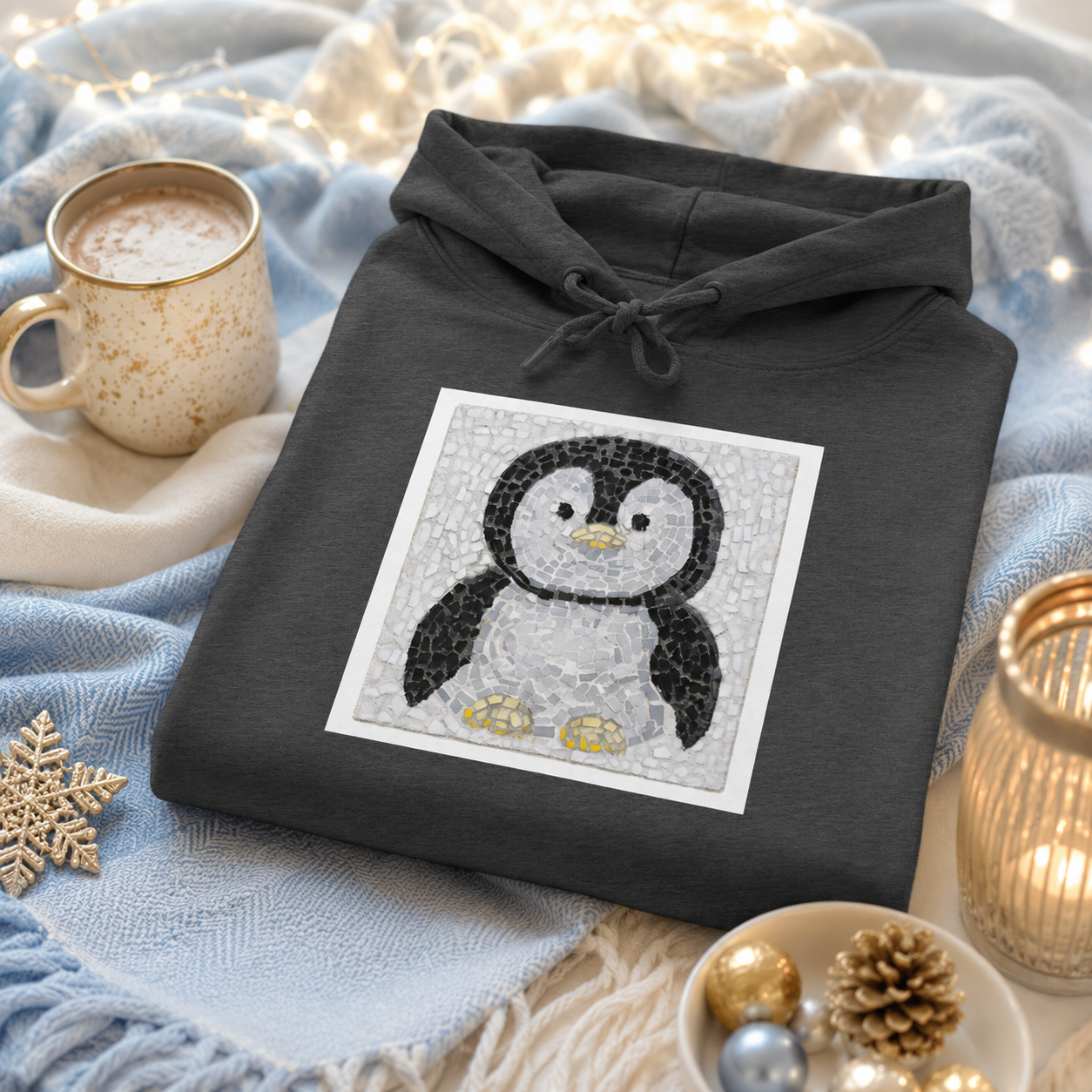 Emperor Pingu Mid-Weight Hoodie | Whimsical Penguin Art Hoodie