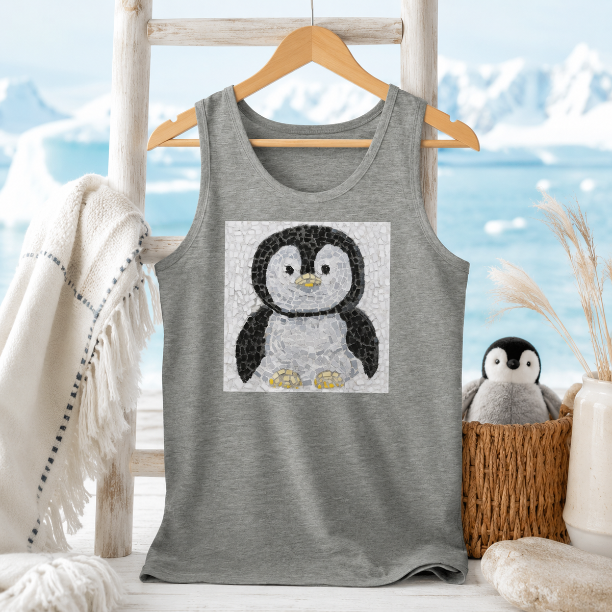“Emperor Pingu” – Baby Emperor Penguin Mosaic Tank Top
