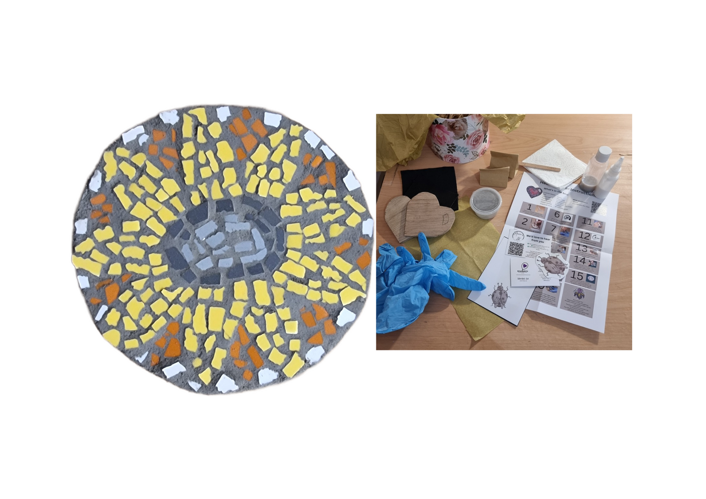 Sunflower Mosaic Coaster DIY Kit – 10cm Round | Beginner-Friendly   No Tools Needed