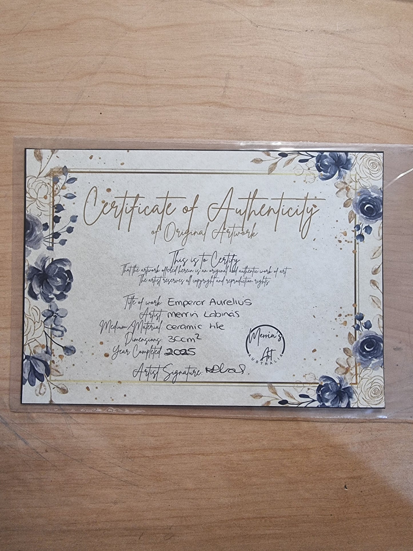 "Emperor Aurelius" Large Hanging Emperor Penguin Mosaic — One of a Kind