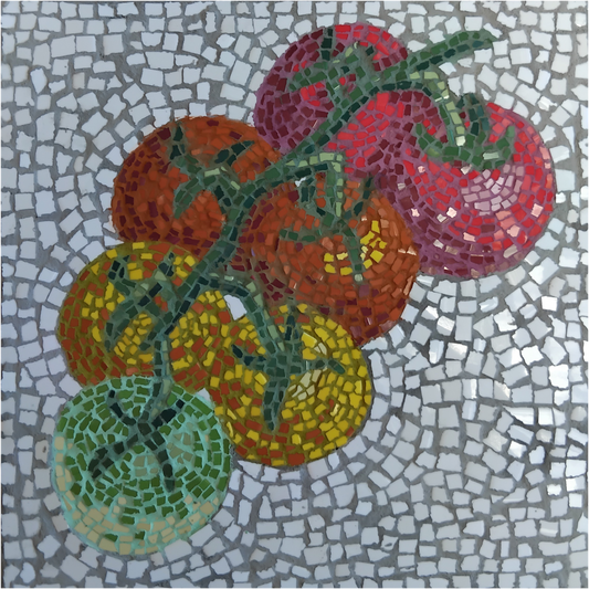 The Array of Ripening Original Mosaic — Tomato Vine Artwork About Growth & Patience