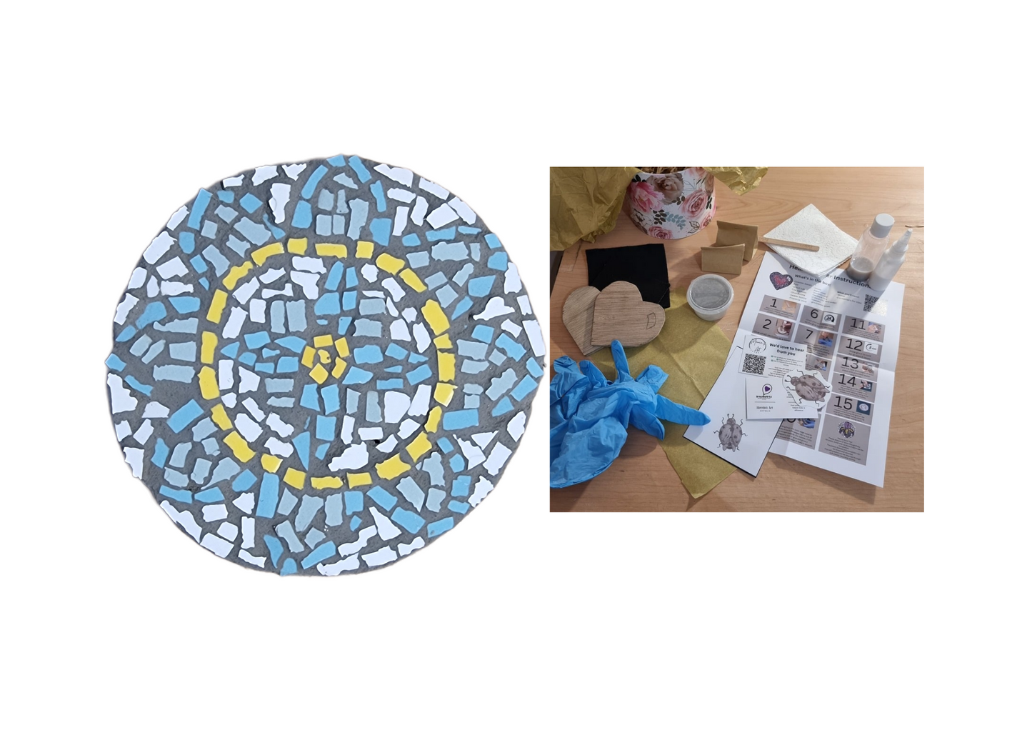Mandala Mosaic Coaster DIY Kit – 10cm Round | Beginner-Friendly No Tools Needed