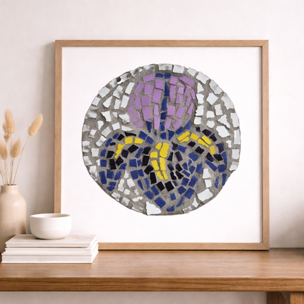 The Iris Coaster Framed Canvas Print | Floral Mosaic Wall Art