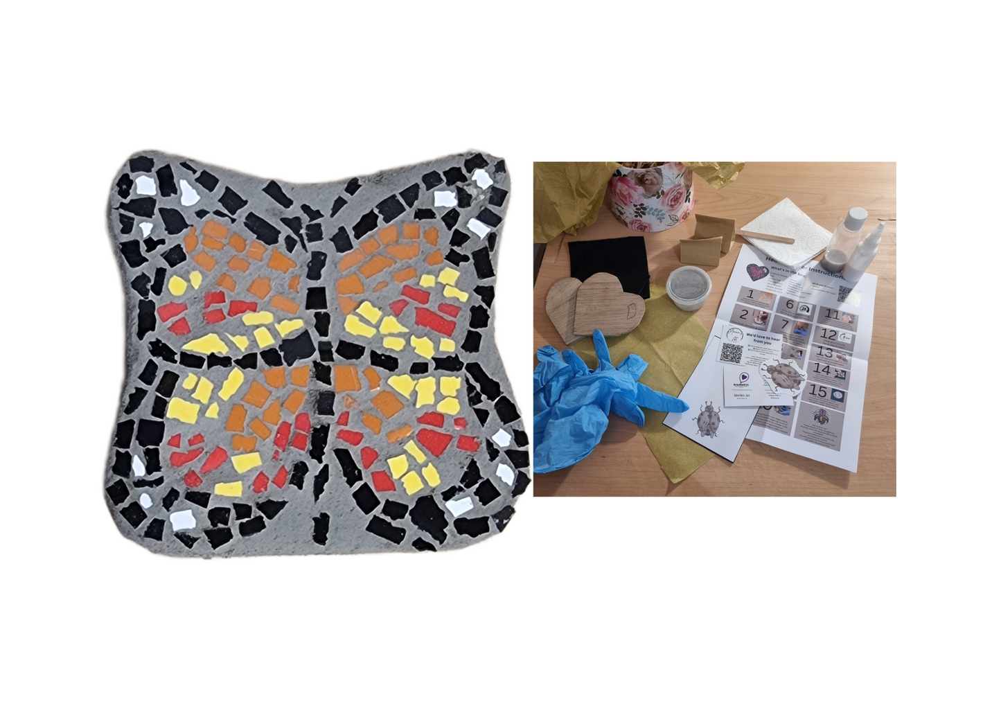 Butterfly Mosaic Coaster DIY Kit – 10cm Shaped | Beginner-Friendly No Tools Needed
