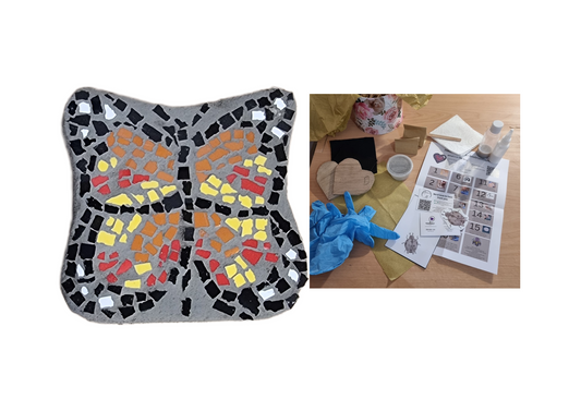 Butterfly Mosaic Coaster DIY Kit – 10cm Shaped | Beginner-Friendly No Tools Needed