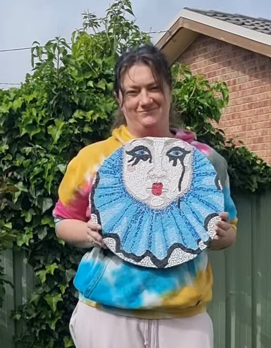 Sad Clown – Original Mosaic Art (40cm Floating Frame)