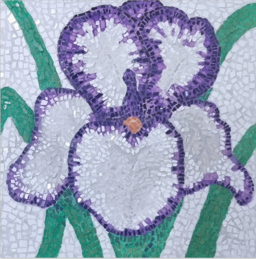 “Violetta” – White Iris Mosaic Postcard Print