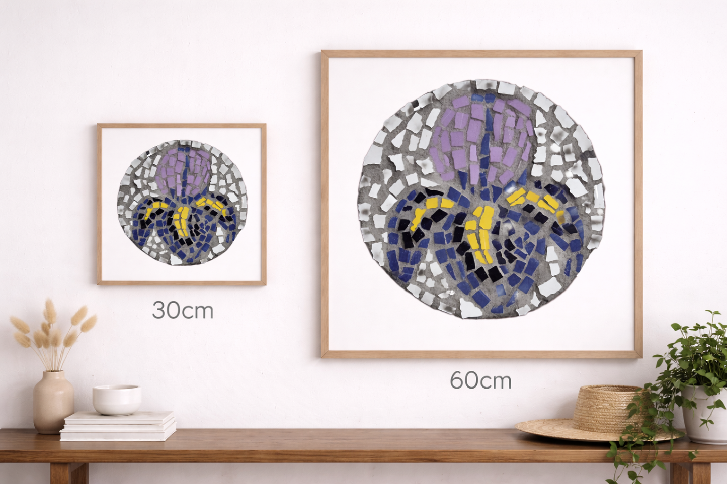 The Iris Coaster Framed Canvas Print | Floral Mosaic Wall Art