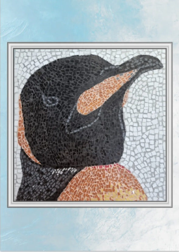 Emperor Aurelius Mosaic Mail Club Print — Silver Frame with Cloudy Blue Sky Background