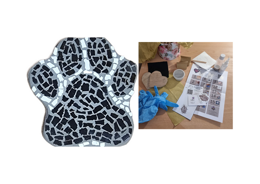 Paw Print Mosaic Coaster DIY Kit – 10cm Shaped | Beginner-Friendly No Tools Needed