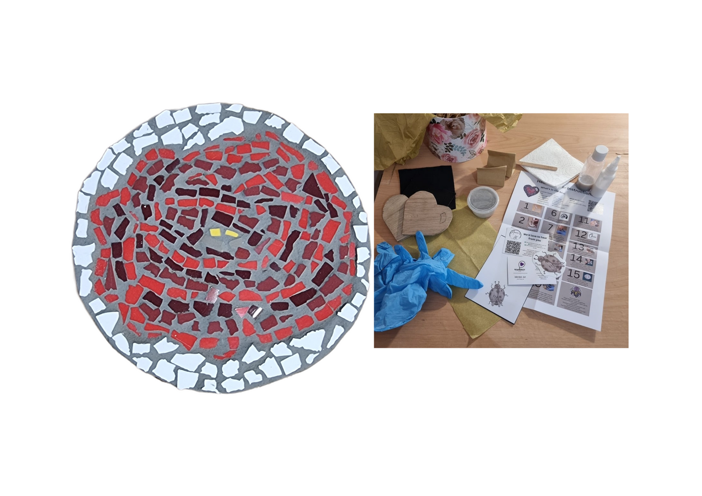 Rose Mosaic Coaster DIY Kit – 10cm Round | Beginner-Friendly No Tools Needed