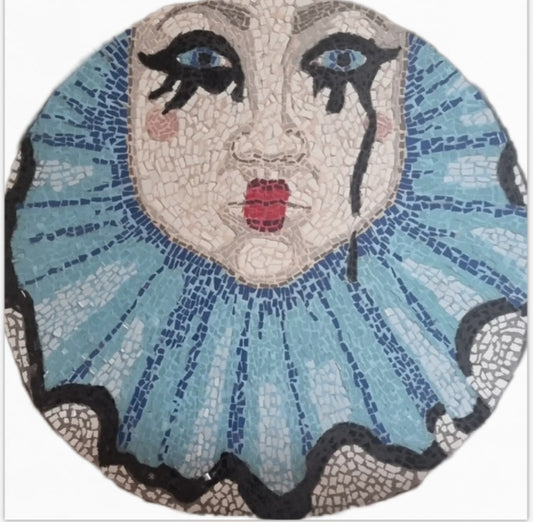 “Sad Clown” – Emotional Mosaic Postcard Print