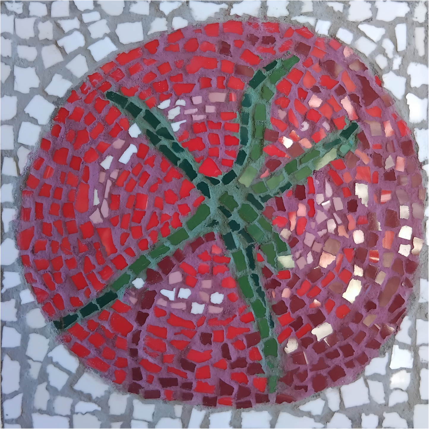Perfectly Ripe Original Mosaic Artwork | 15cm Tomato Mosaic