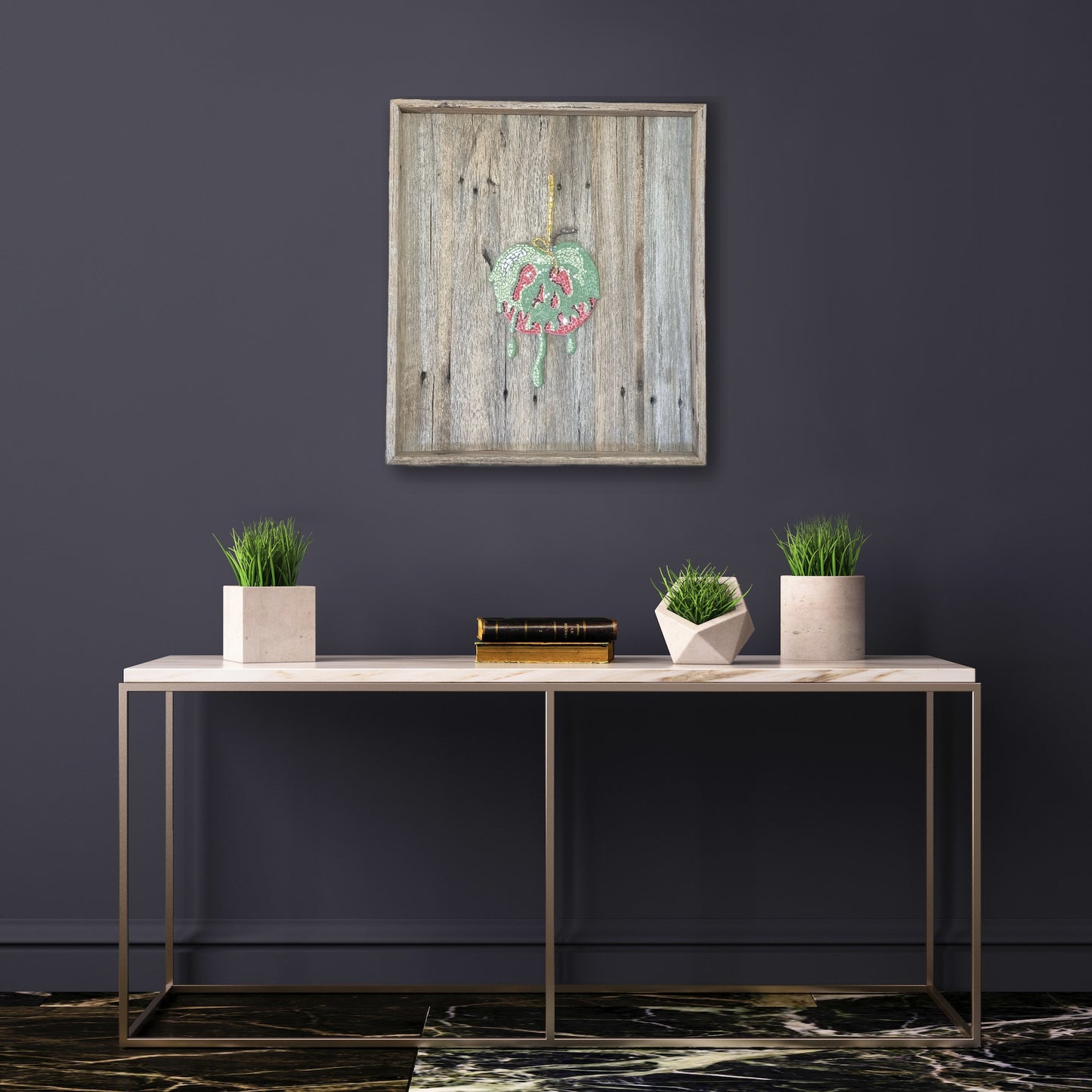 Poisoned Apple Mosaic – Mounted on Recycled Timber Shadow Box