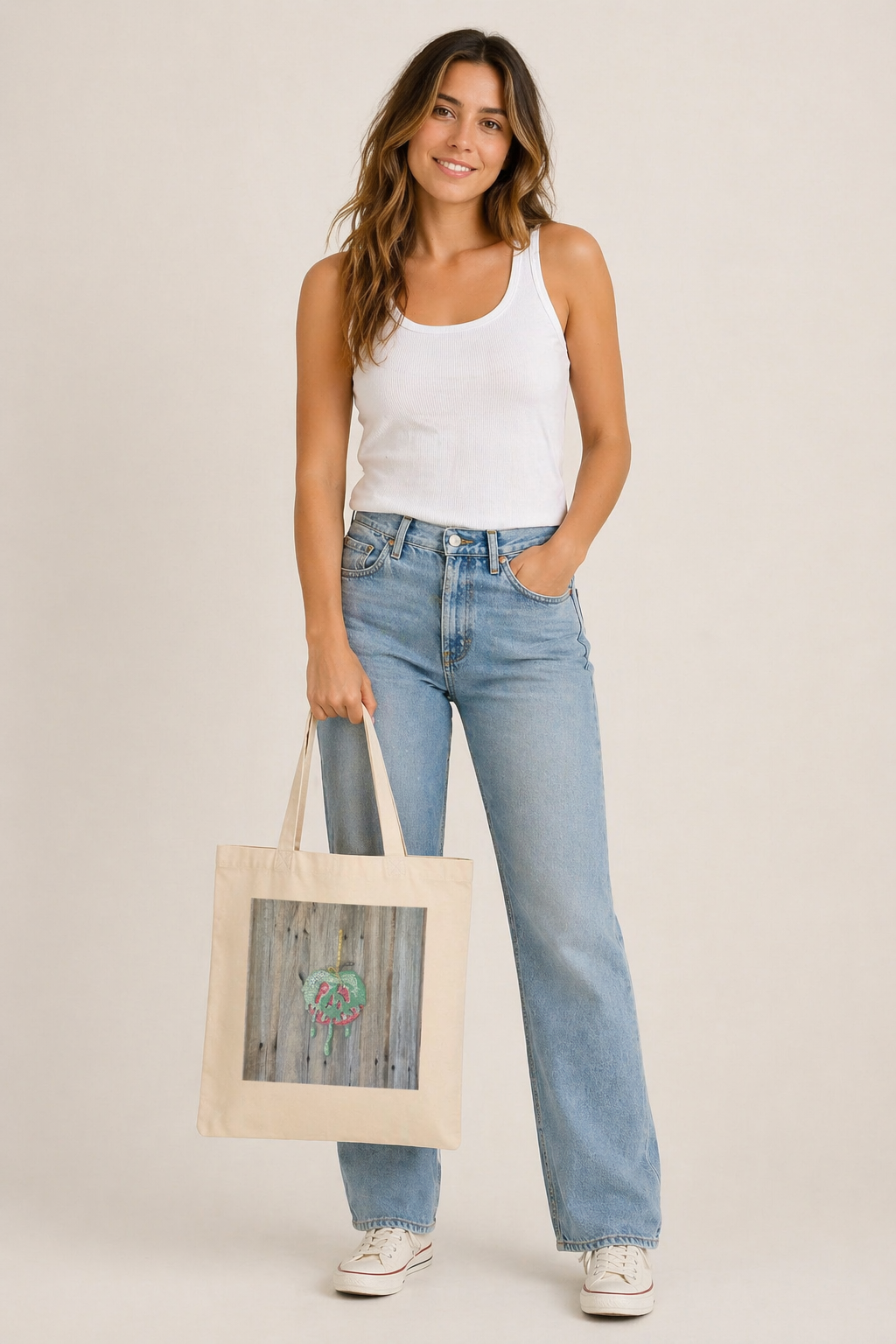 Poisoned Apple Long Handle Tote Bag | Dark Fairytale Cotton Art Tote