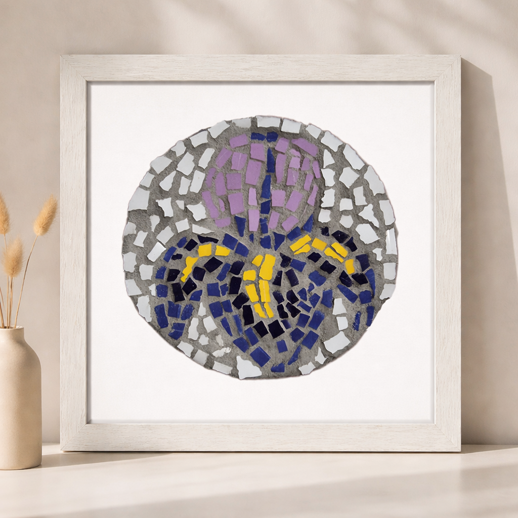 The Iris Coaster Framed Canvas Print | Floral Mosaic Wall Art