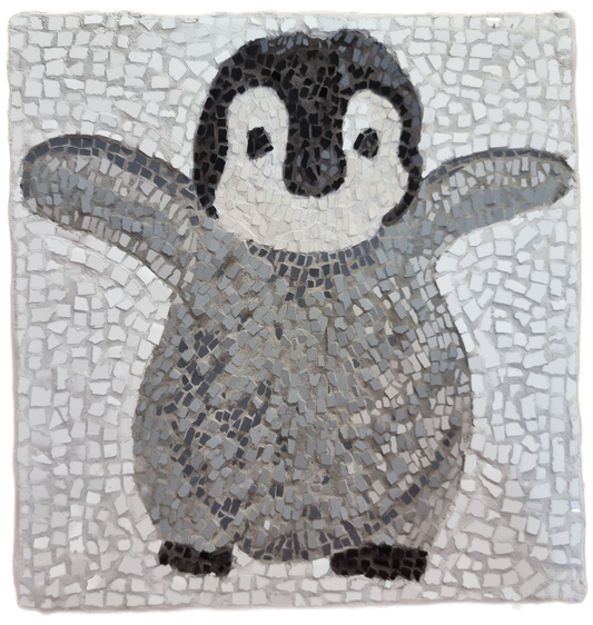 "I'm Coming, Mummy!" Medium Hanging Emperor Penguin Mosaic — One of a Kind