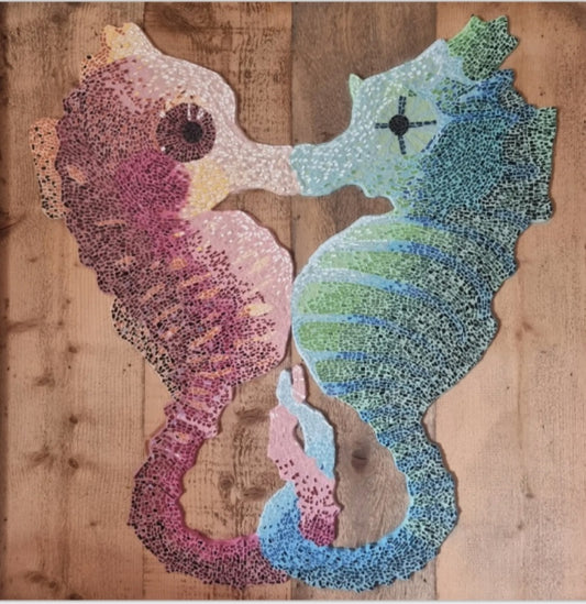 “Our Light Beneath the Waves” – Seahorse Mosaic Postcard Print