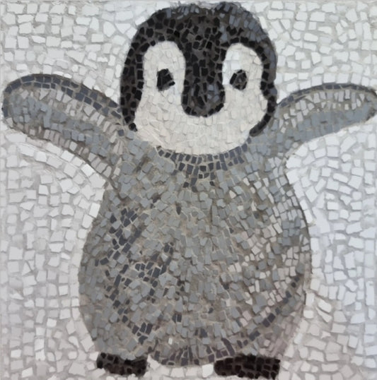 “I’m Coming, Mummy!” – Emperor Penguin Chick Mosaic Postcard Print