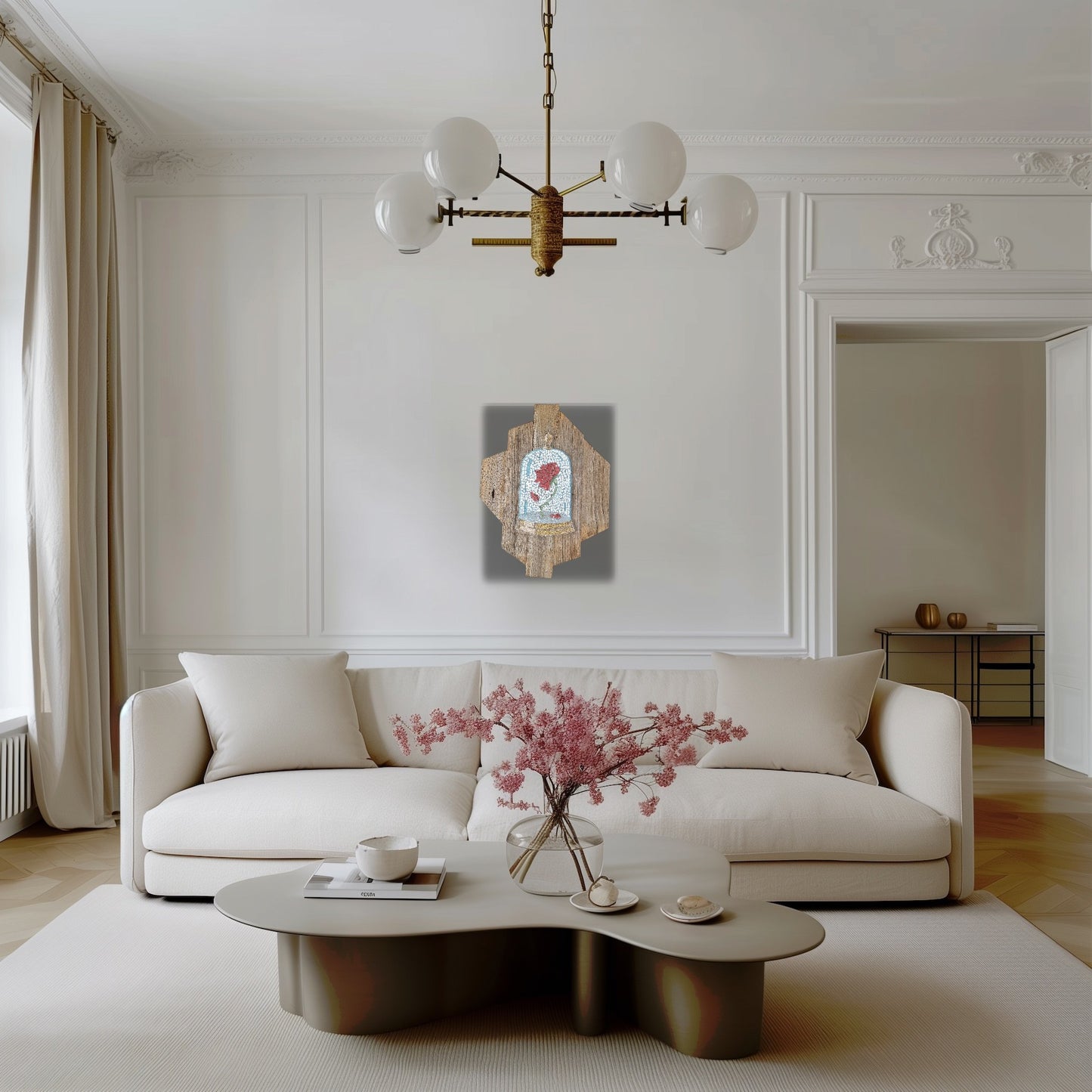 Cursed Rose Mosaic | Mounted on Rustic Timber Frame