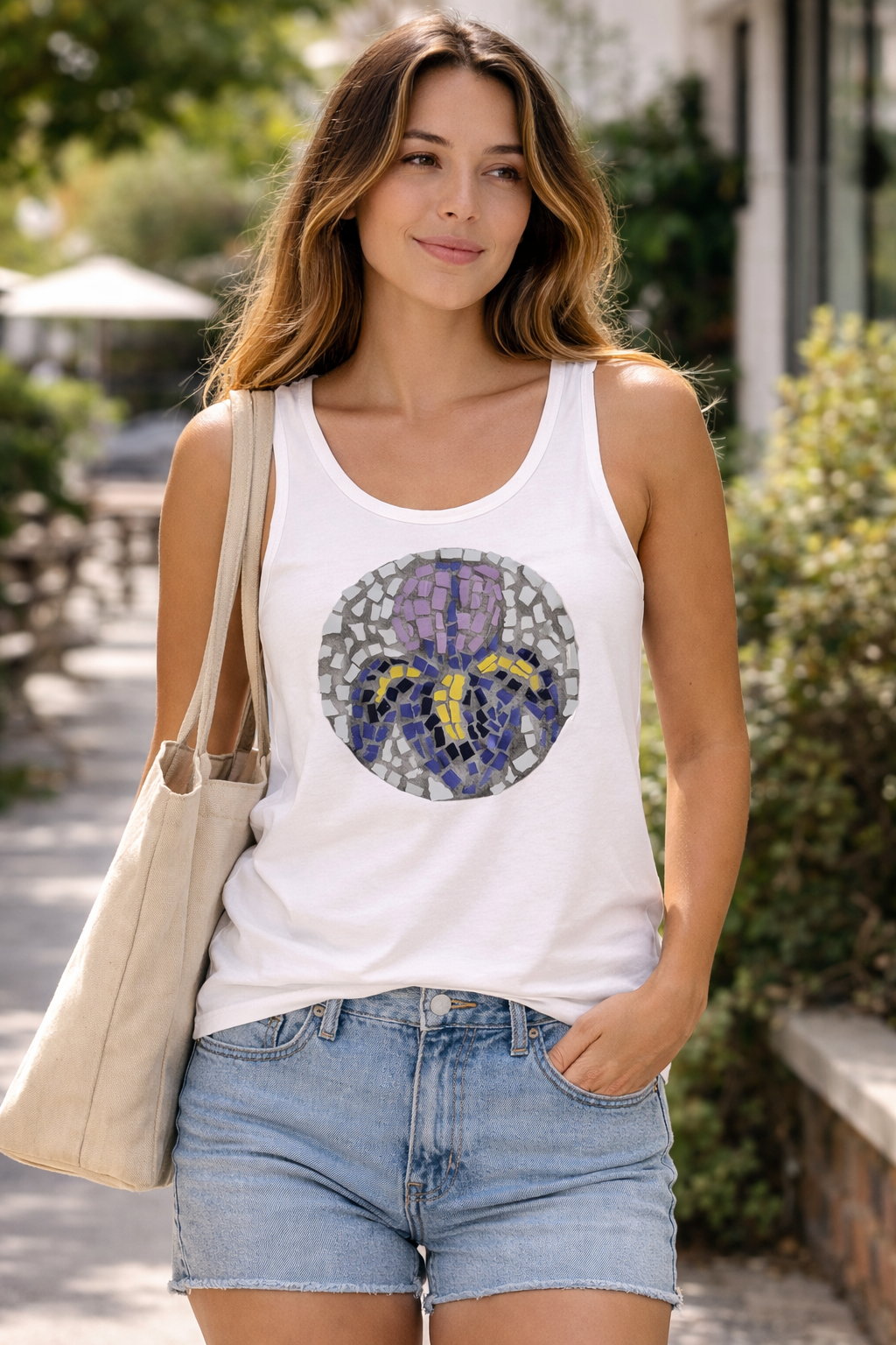 The Iris Coaster Unisex Jersey Tank Top | Floral Mosaic Art Tank