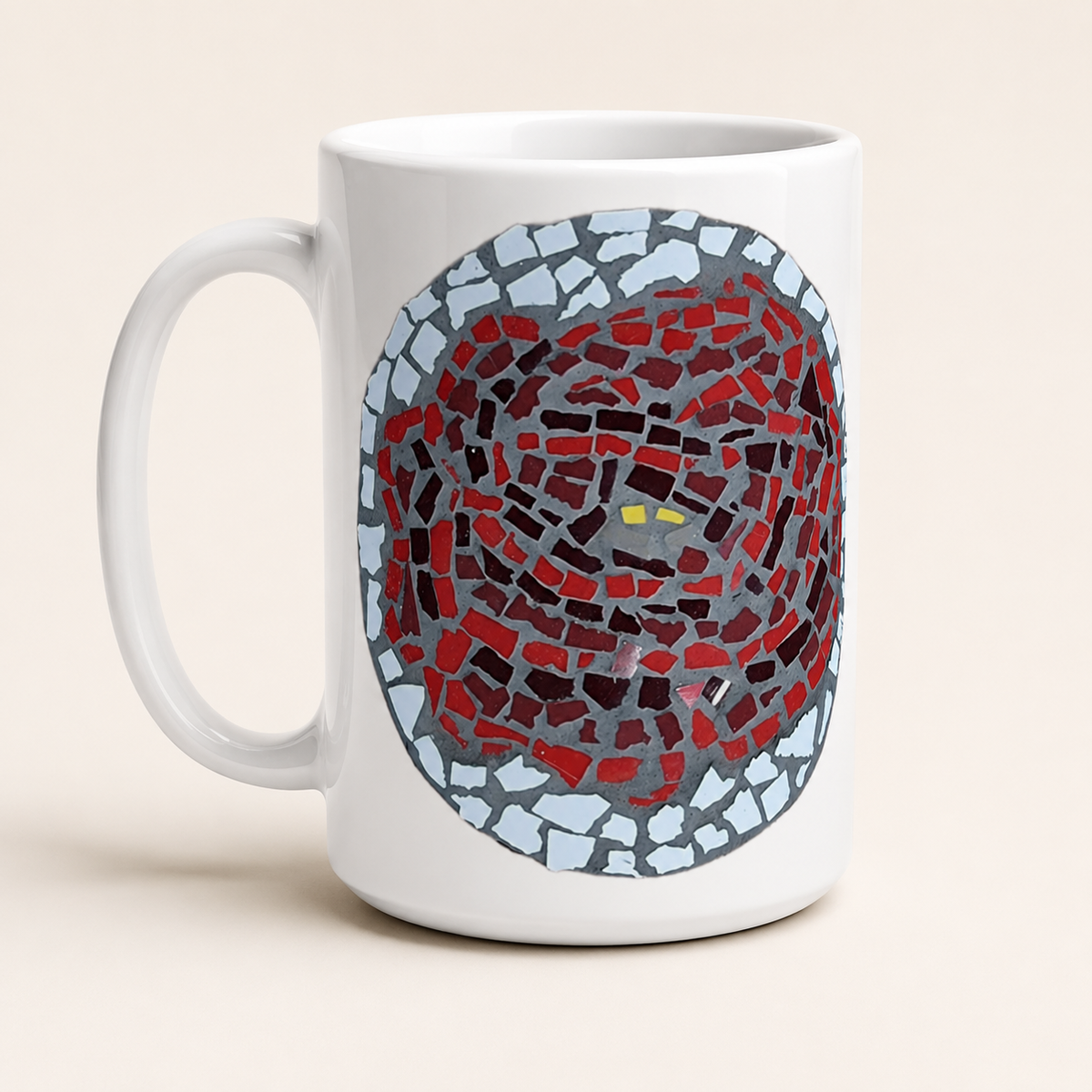 Rose Coaster Ceramic Mug | 15oz Rose Art Mug