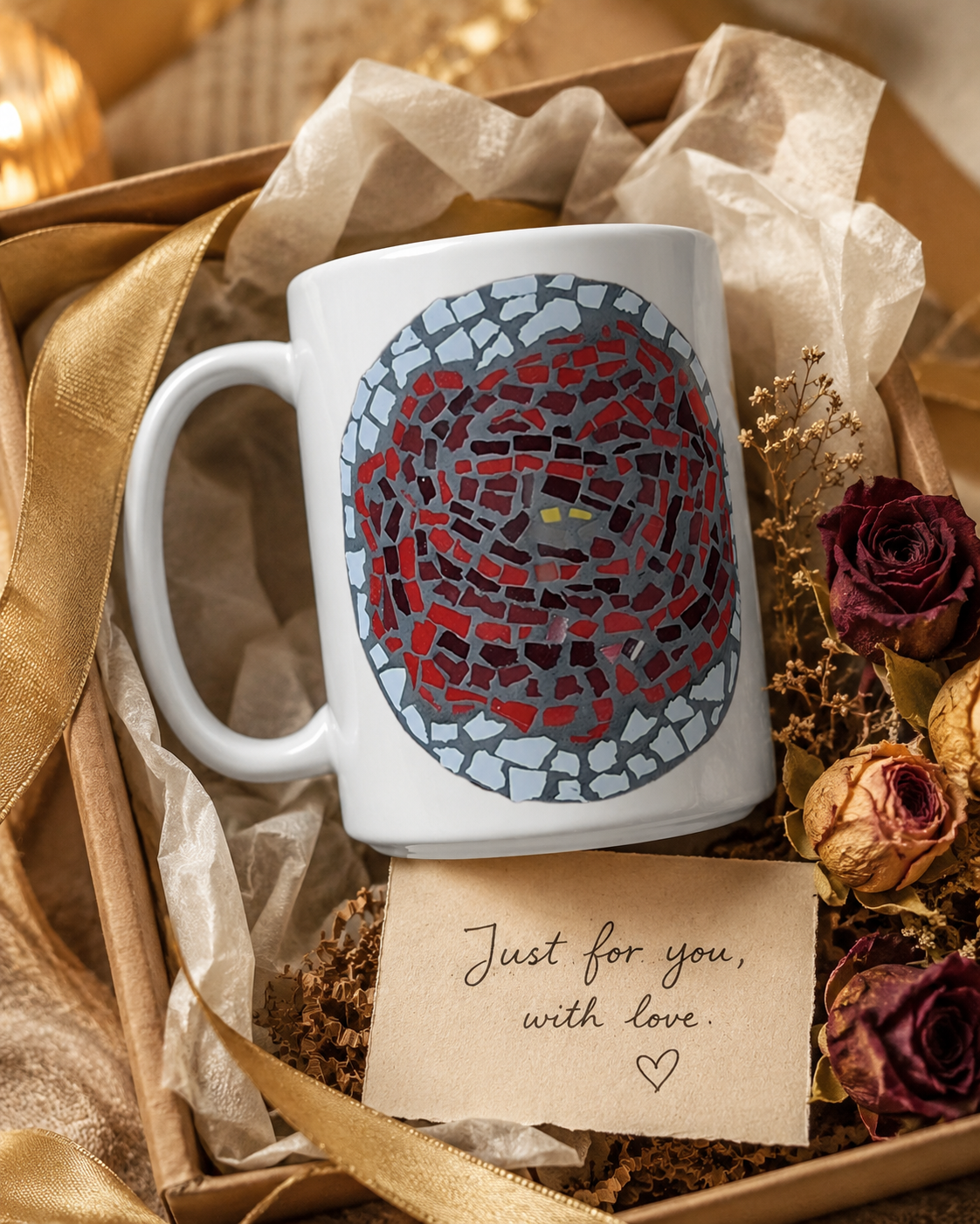 Rose Coaster Ceramic Mug | 15oz Rose Art Mug
