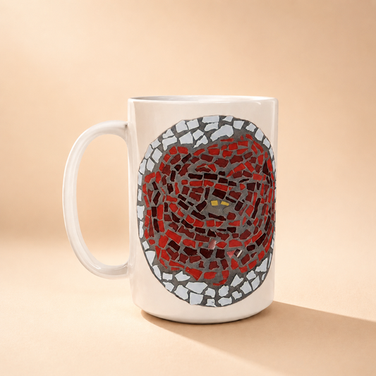 Rose Coaster Ceramic Mug | 15oz Rose Art Mug