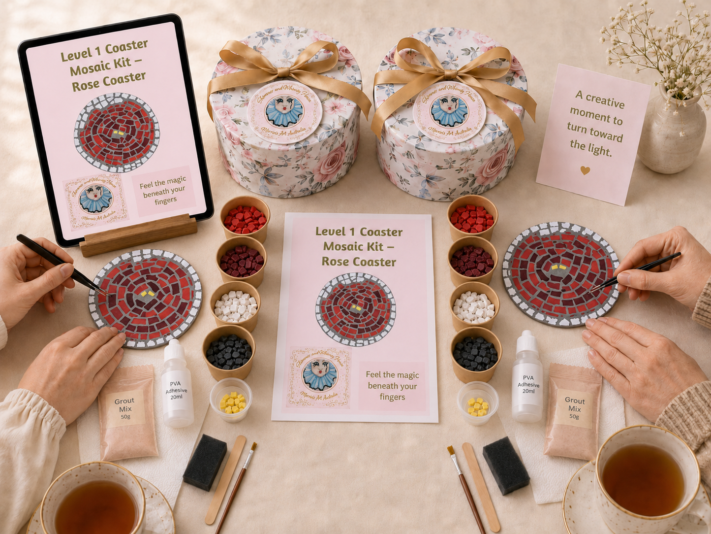 Rose Coaster Mosaic Kits for Families & Friends | Create Together DIY Experience
