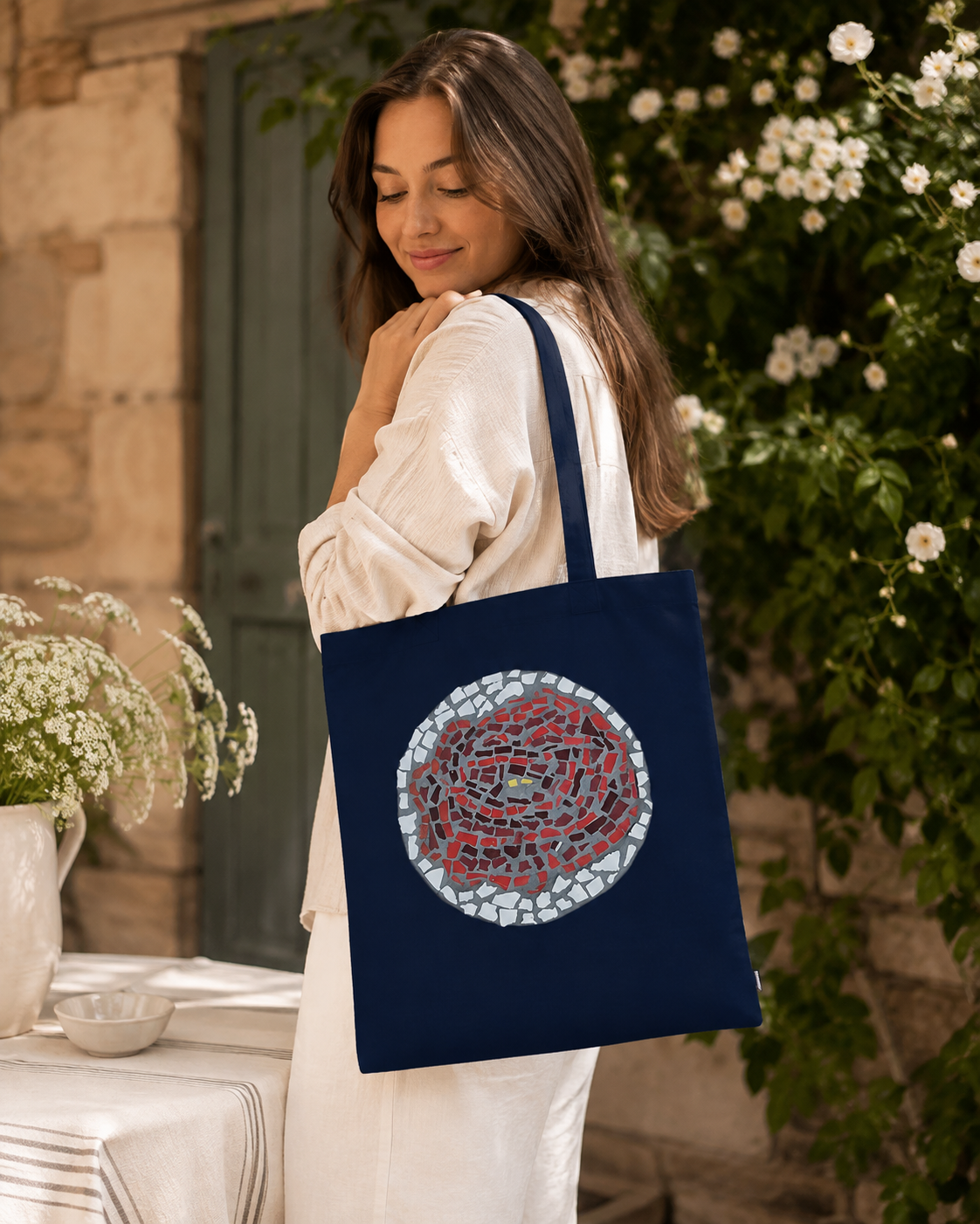 Rose Coaster Eco-Friendly Tote Bag | Floral Cotton Tote with Meaning