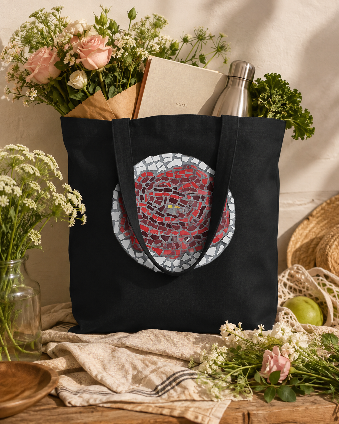 Rose Coaster Eco-Friendly Tote Bag | Floral Cotton Tote with Meaning