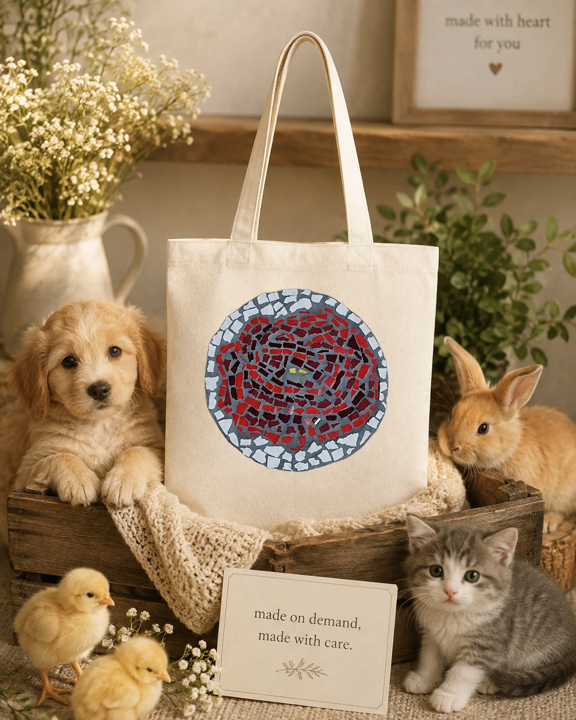 Rose Coaster Eco-Friendly Tote Bag | Floral Cotton Tote with Meaning