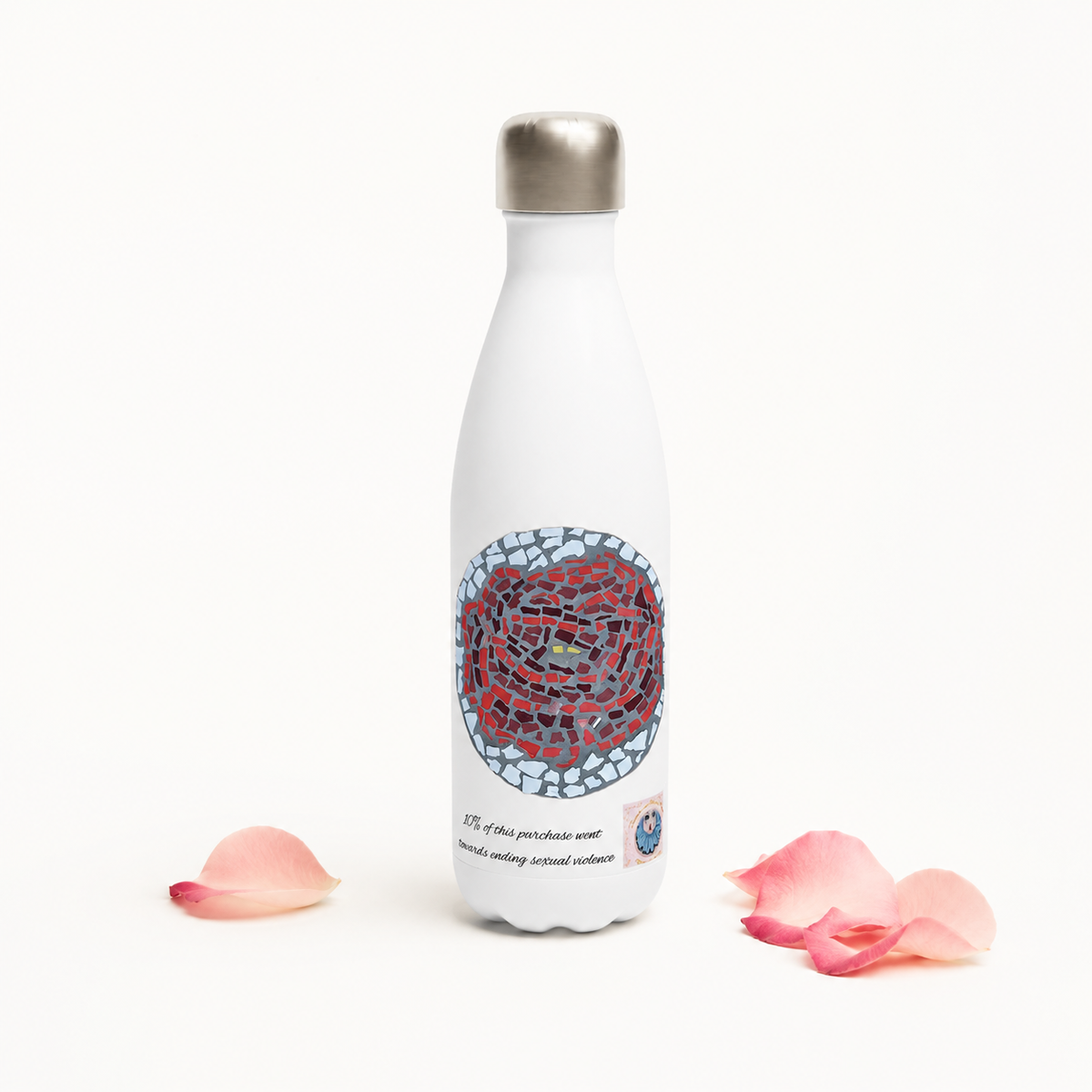 Rose Coaster 17oz Stainless Steel Water Bottle | Floral Art Bottle