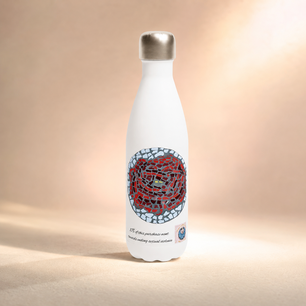 Rose Coaster 17oz Stainless Steel Water Bottle | Floral Art Bottle