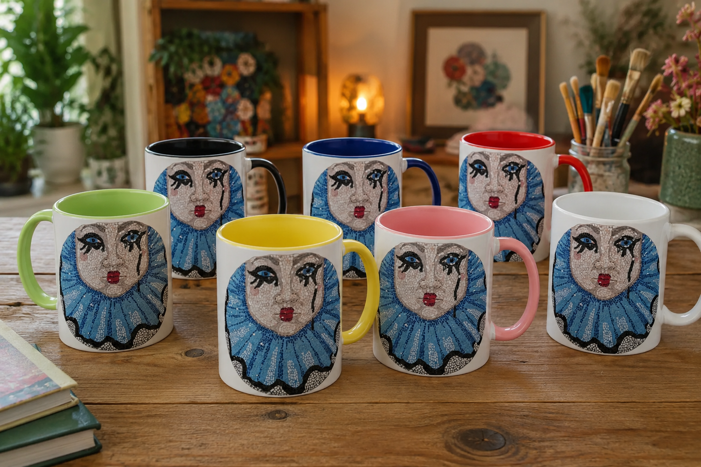 Sad Clown Pop Culture Mosaic Mug – 11oz Ceramic Art Mug