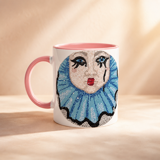 Sad Clown Pop Culture Mosaic Mug – 11oz Ceramic Art Mug