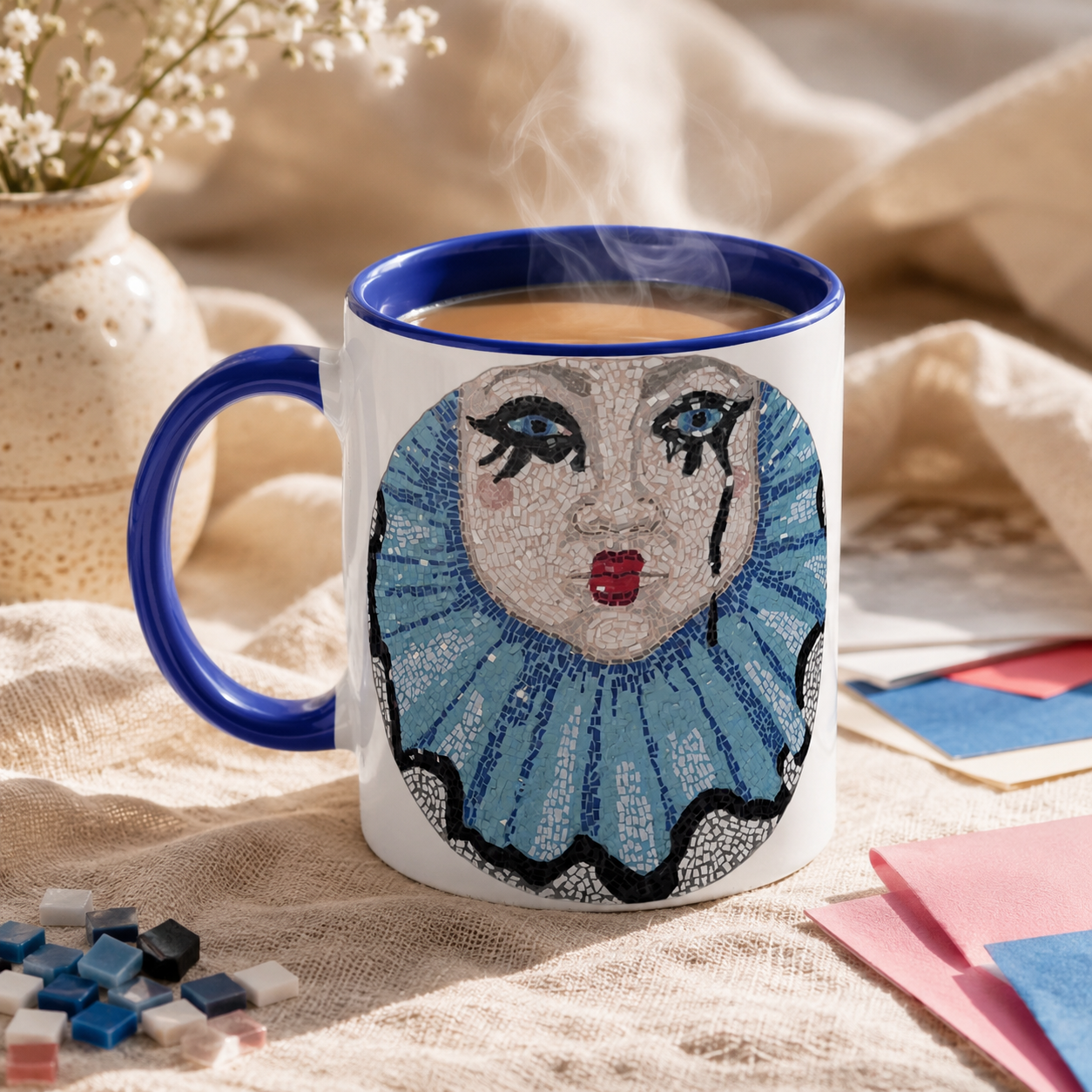 Sad Clown Pop Culture Mosaic Mug – 11oz Ceramic Art Mug