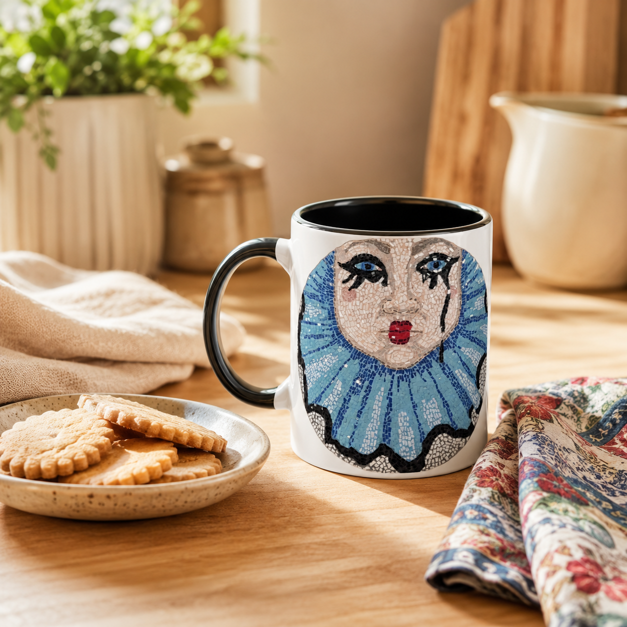 Sad Clown Pop Culture Mosaic Mug – 11oz Ceramic Art Mug