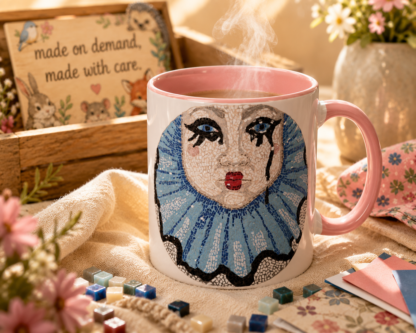 Sad Clown Pop Culture Mosaic Mug – 11oz Ceramic Art Mug