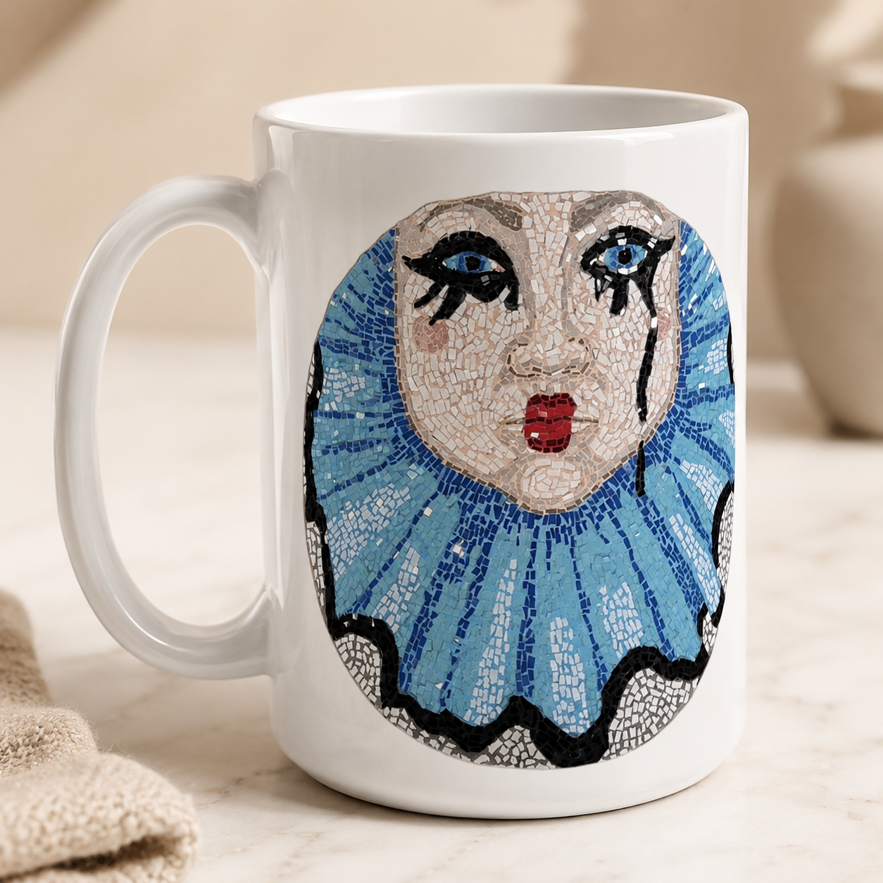 Sad Clown Pop Culture Mosaic Mug – 15oz
