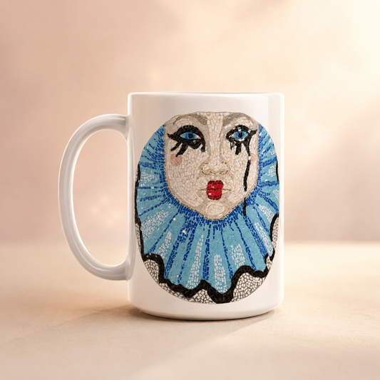 Sad Clown Pop Culture Mosaic Mug – 15oz