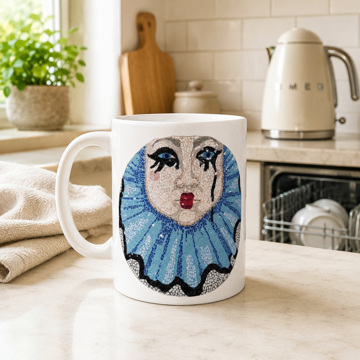 Sad Clown Pop Culture Mosaic Mug – 15oz