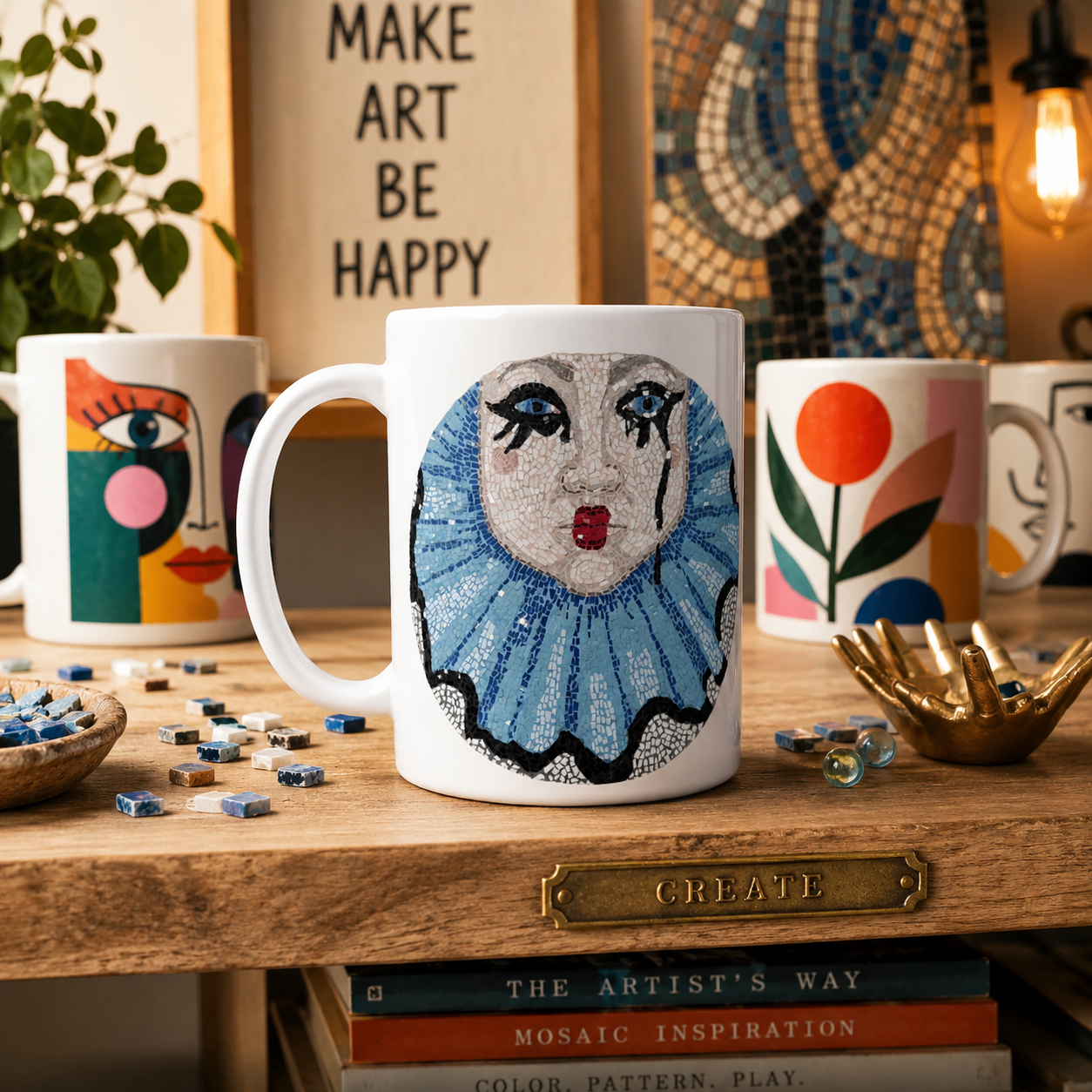 Sad Clown Pop Culture Mosaic Mug – 15oz